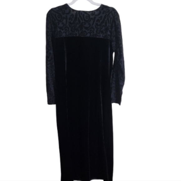 Diane Von Furstenberg DVF Vintage Black Velvet Burnout Maxi Dress Size M - Picture 2 of 4